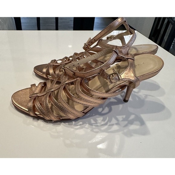 Loeffler Randall Rose Gold Strappy Kitten Heel Sandal Size 7.5 - Picture 13 of 16